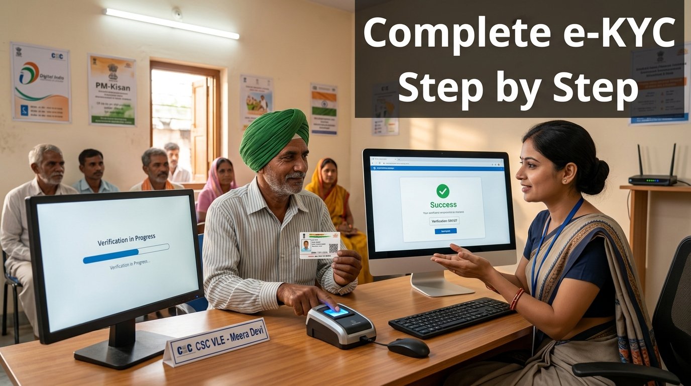 PM Kisan KYC: Online e-KYC Process and Status Check 3 Aadhaar Biometric Verification