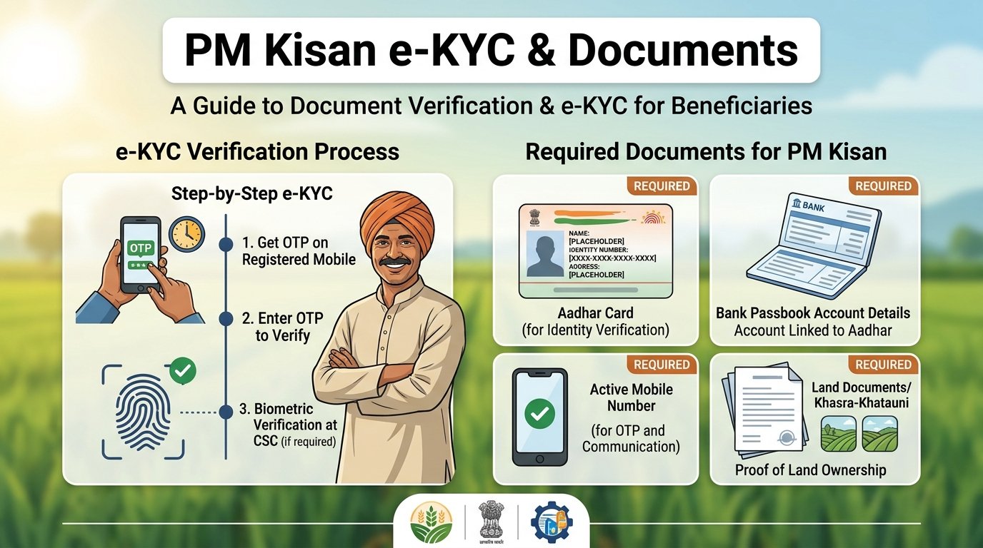 PM Kisan Status List: Check Beneficiary & Payment Status 3 Documents and e-KYC
