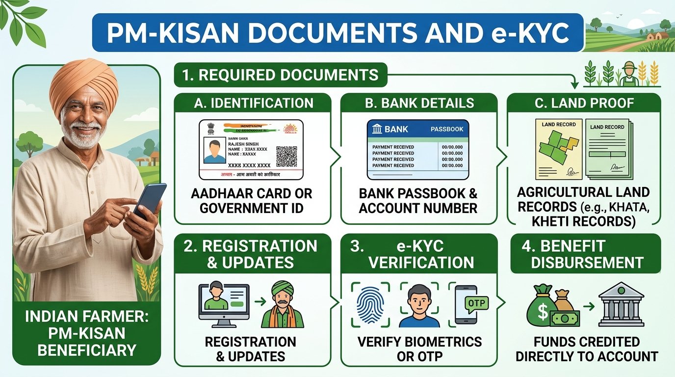 PM Kisan Nidhi: Check Beneficiary Status and Payment 3 Documents and e-KYC