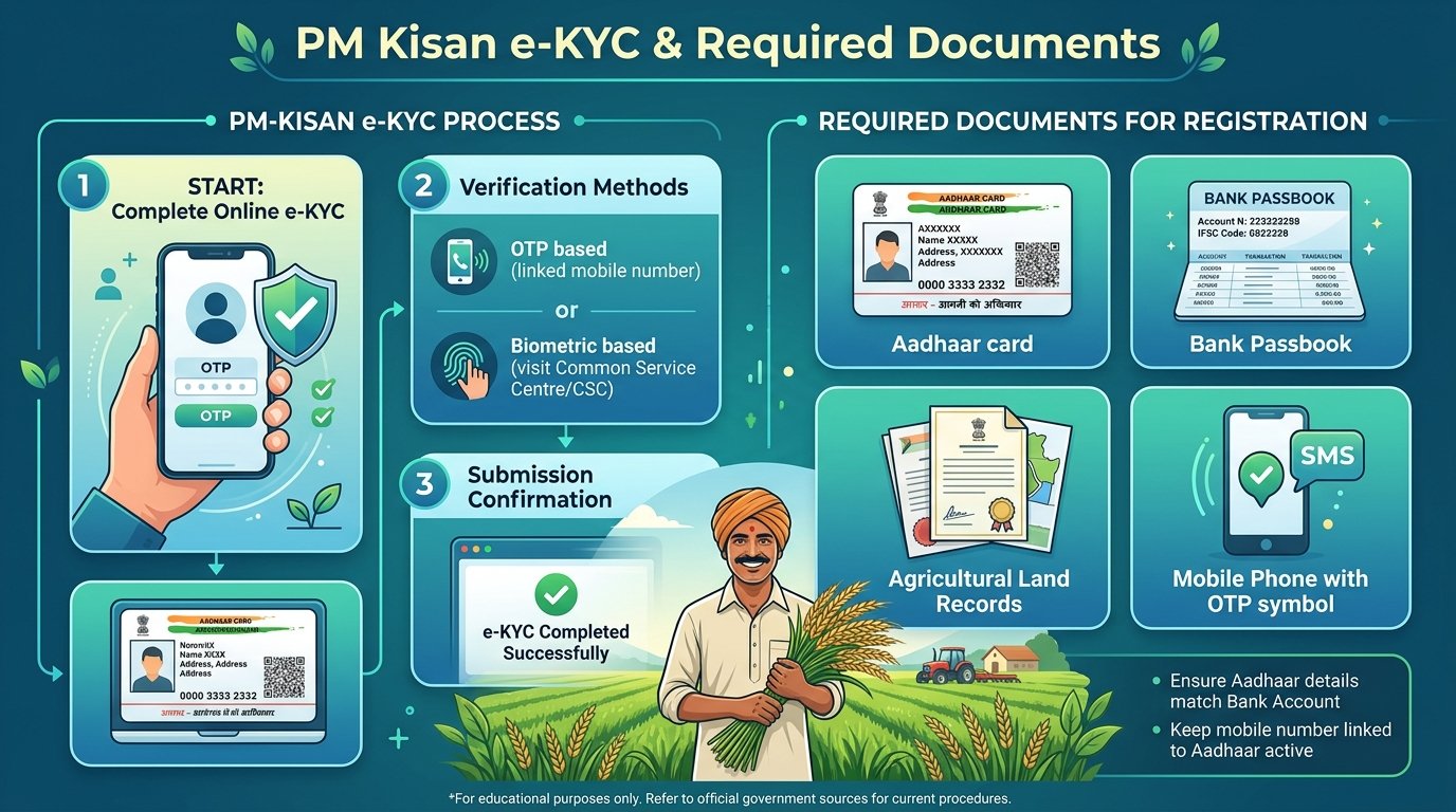 PM Kisan Samman Nidhi Yojana: Status & Benefits 3 e-KYC and Documents Guide
